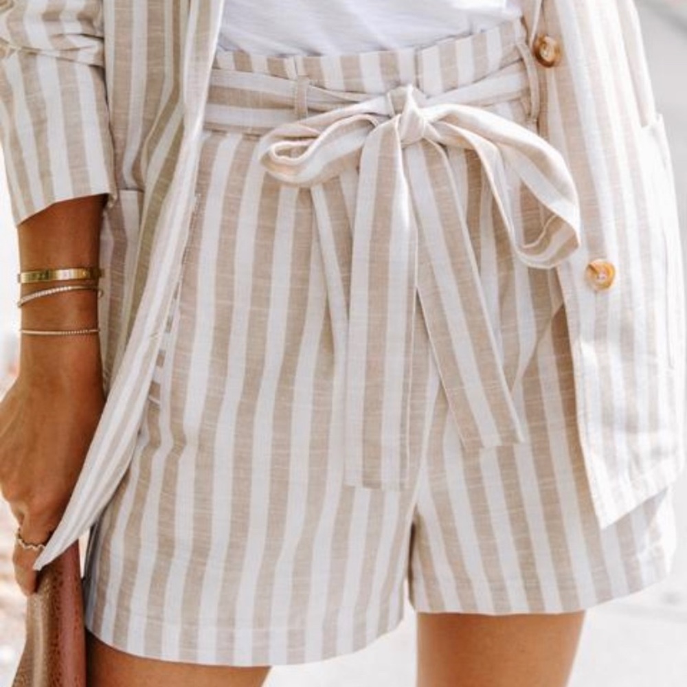 Vici striped linen shorts